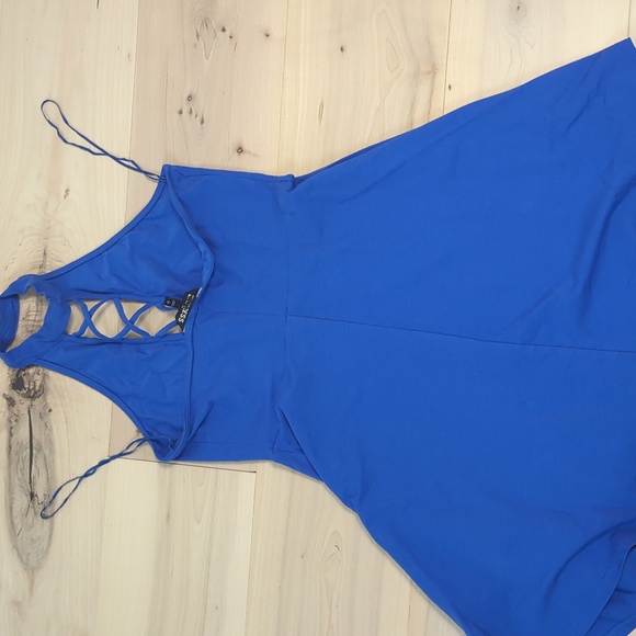Express Blue Strappy Sleeveless Halter Mini A-Line Dress Women's small - Picture 2 of 2